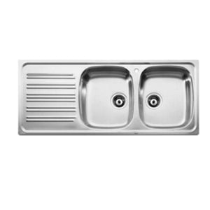 Commercial Two Bowl Single Drainer Kitchen Sink 1350X490MM (SP0097) STANDARD WALL BENCH PROFILE