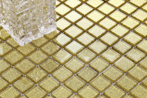 Gold Glitter Glass Mosaic Tile Sheet (MT0080)