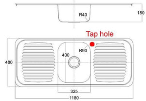 1180 x 480mm Inset Double Drainer Kitchen Sink (Brushed) & Mixer Tap (KST129)