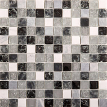 Load image into Gallery viewer, Black &amp; Grey Crackled Glass and Stone Mosaic Tile (MT0152)
