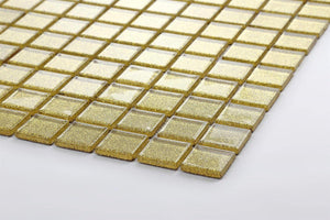 Gold Glitter Glass Mosaic Tile Sheet (MT0080)