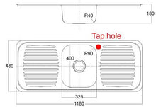 Load image into Gallery viewer, 1180 x 480mm One Bowl Double Drainer Stainless Steel Sink (C01)
